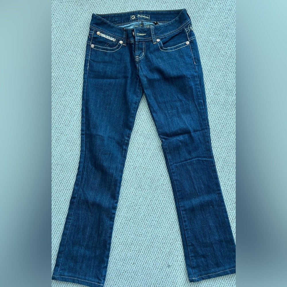 Dark Blue Flare Jeans with Subtle Stretch